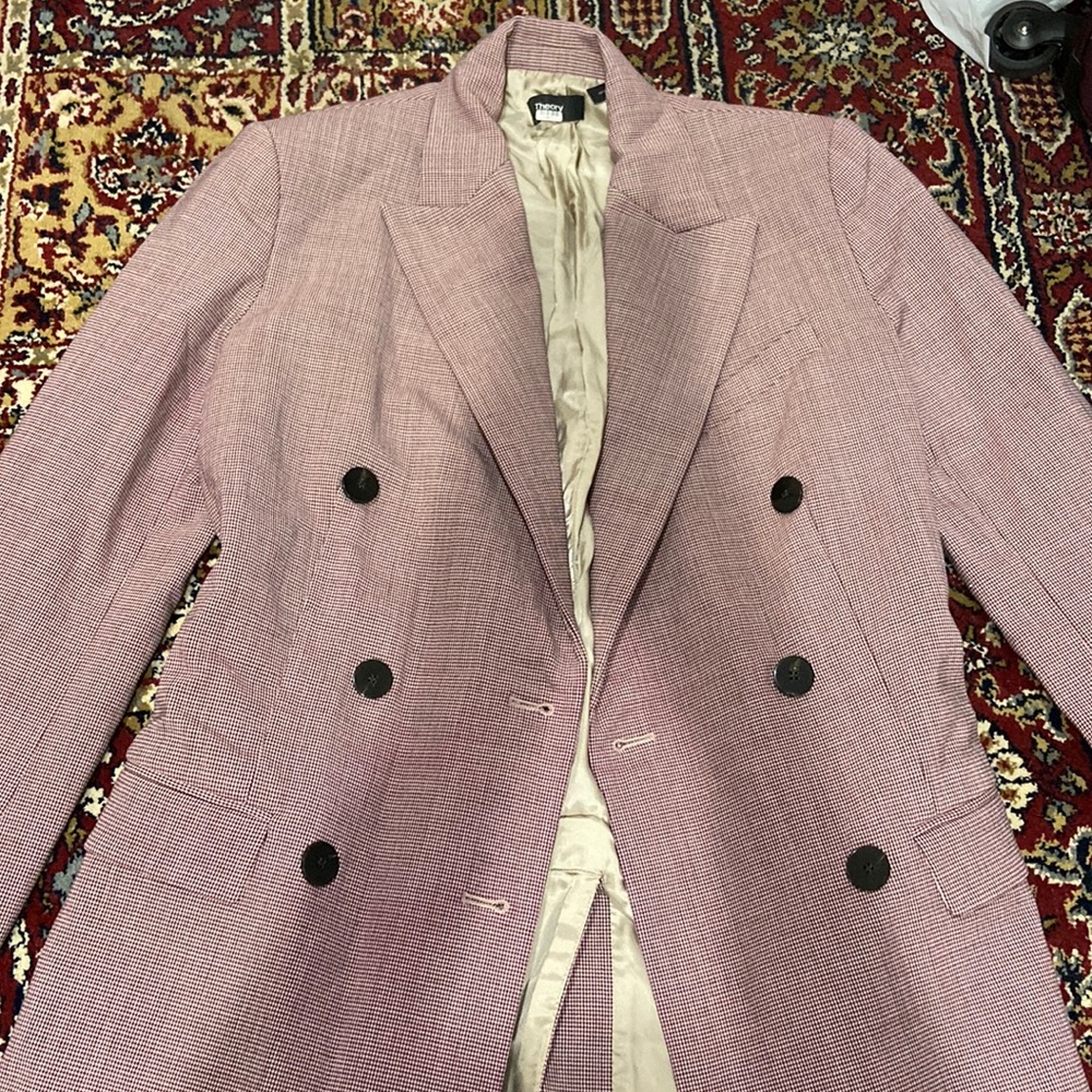 Theory Double-Breasted Pink Blazer